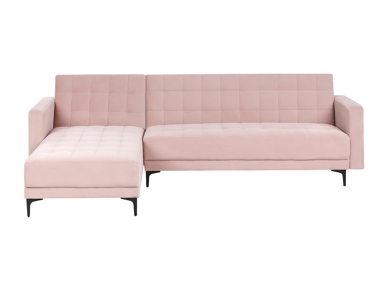 Canapé-lit d'angle modulable 4 places ABERDEEN Velours Rose pastel Côté droit