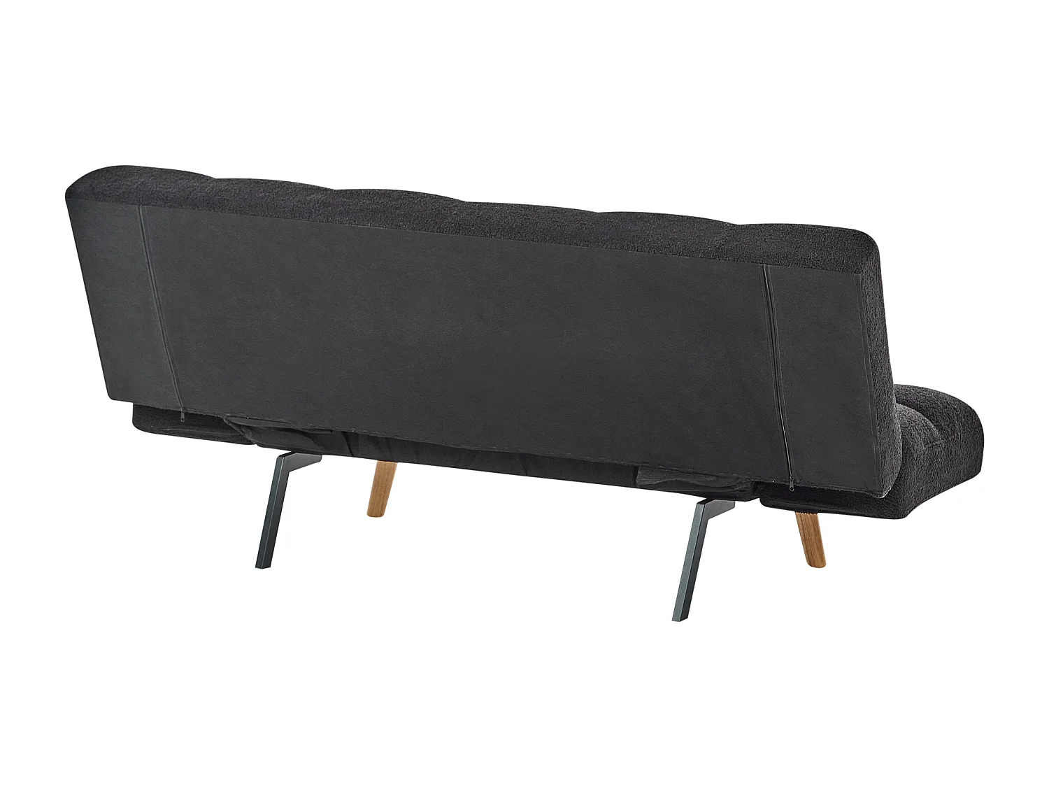 3-Sitzer Schlafsofa Bouclé schwarz gesteppt verstellbare Armlehnen Ingaro