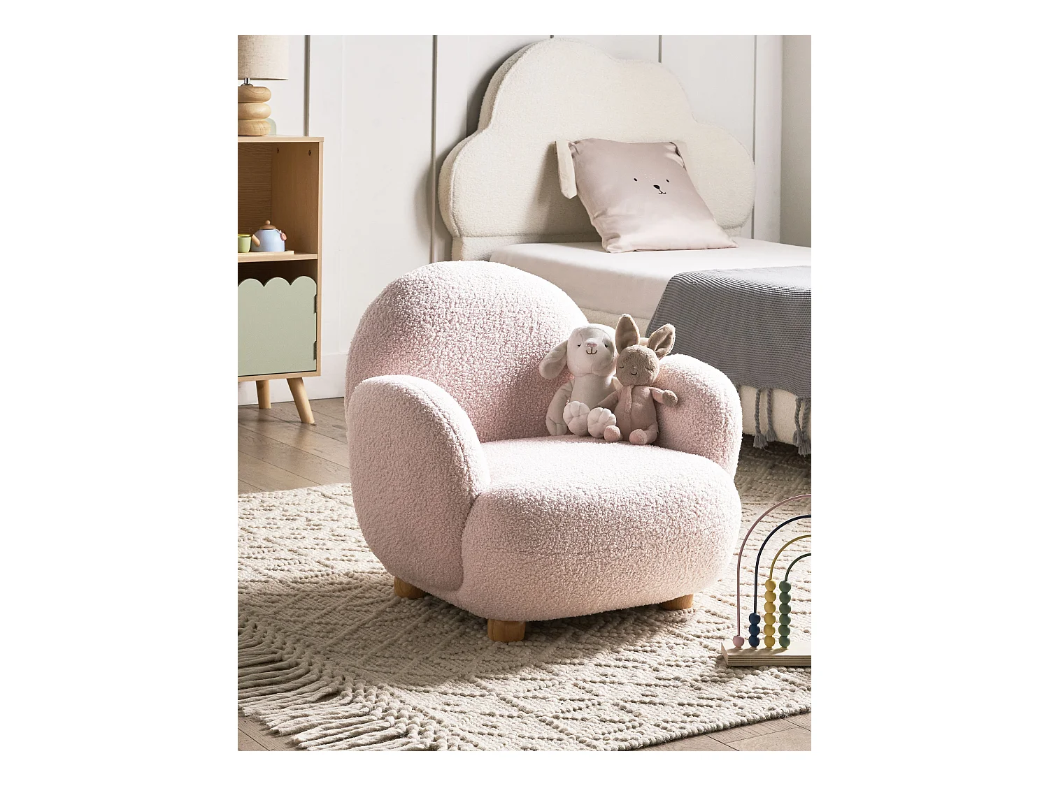 Kindersessel Bouclé pastellrosa HEM