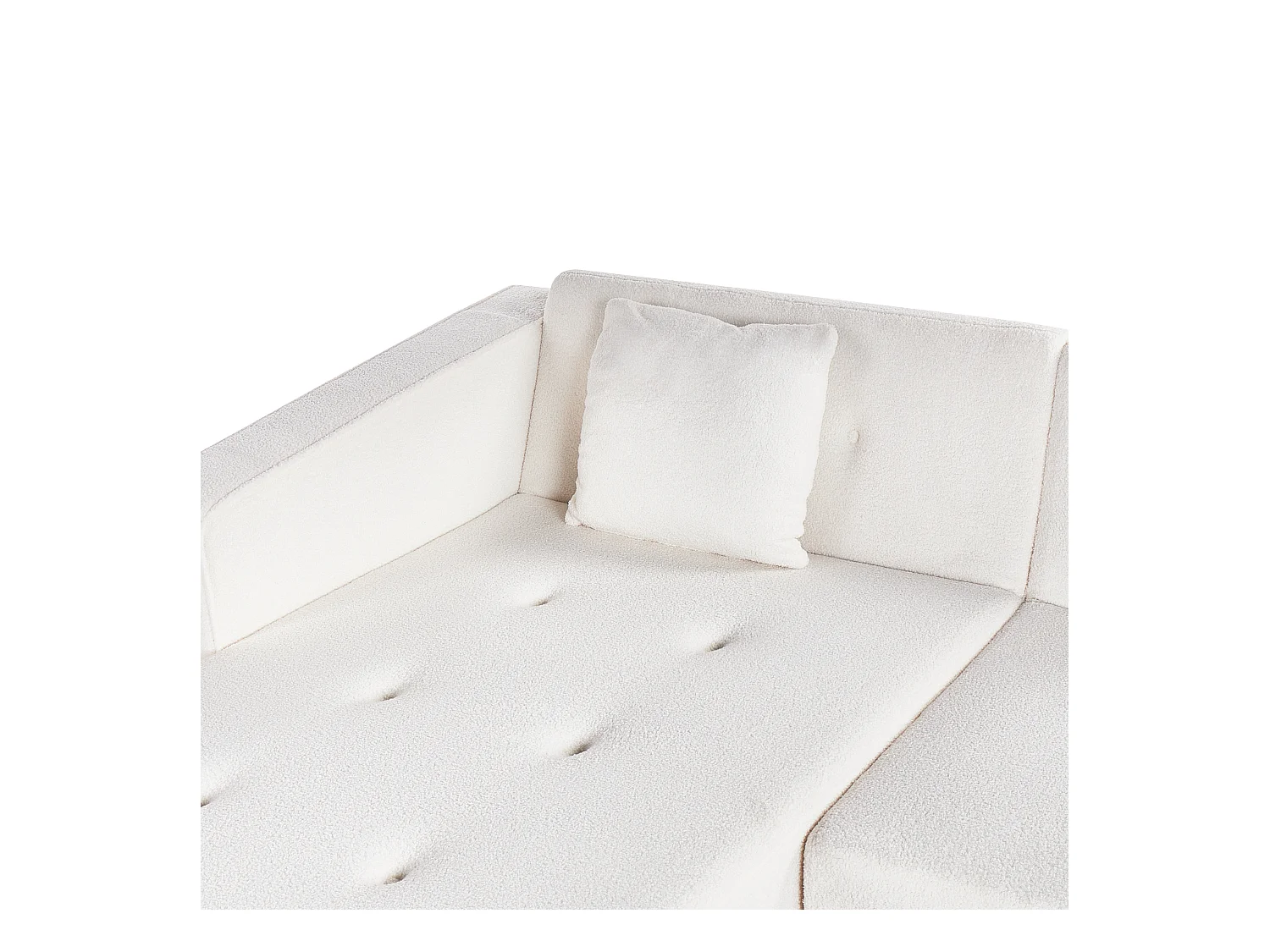 Canapé-lit d'Angle à gauche en Bouclé Capitonné Blanc Cassé Vadso