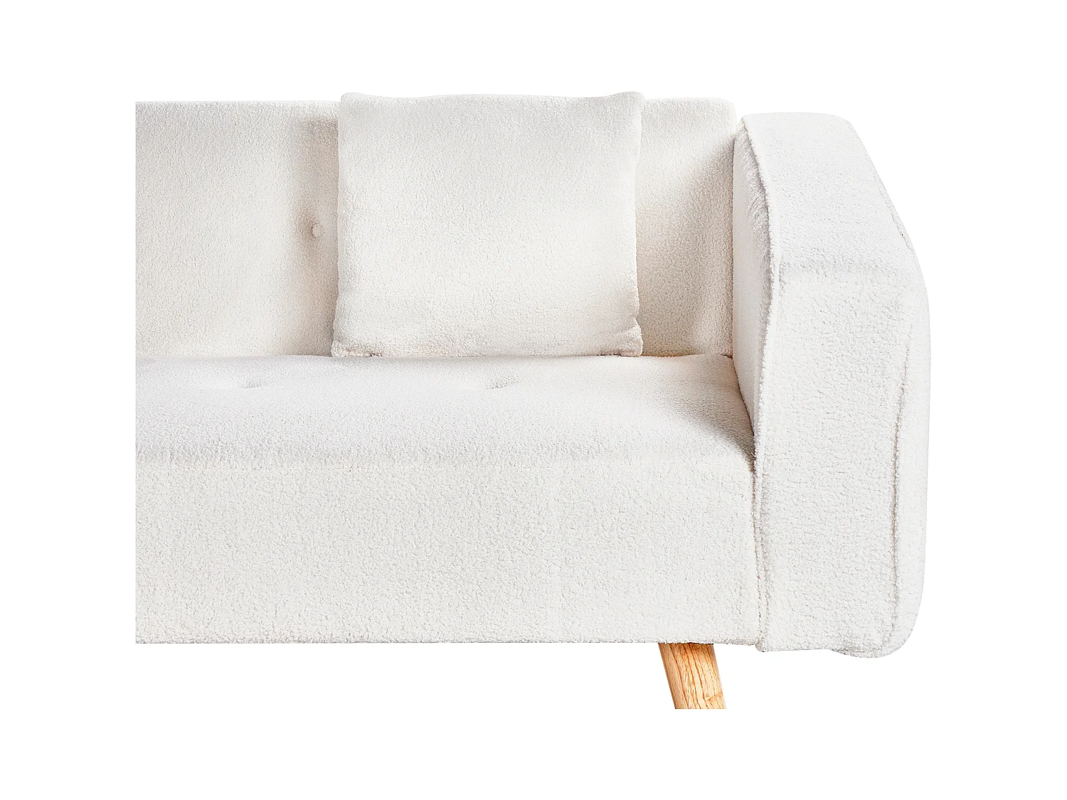 Canapé-lit d'Angle à gauche en Bouclé Capitonné Blanc Cassé Vadso