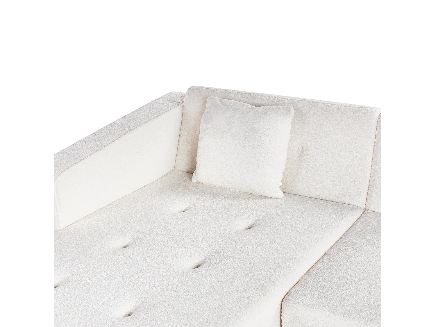 Canapé-lit d'Angle à gauche en Bouclé Capitonné Blanc Cassé Vadso