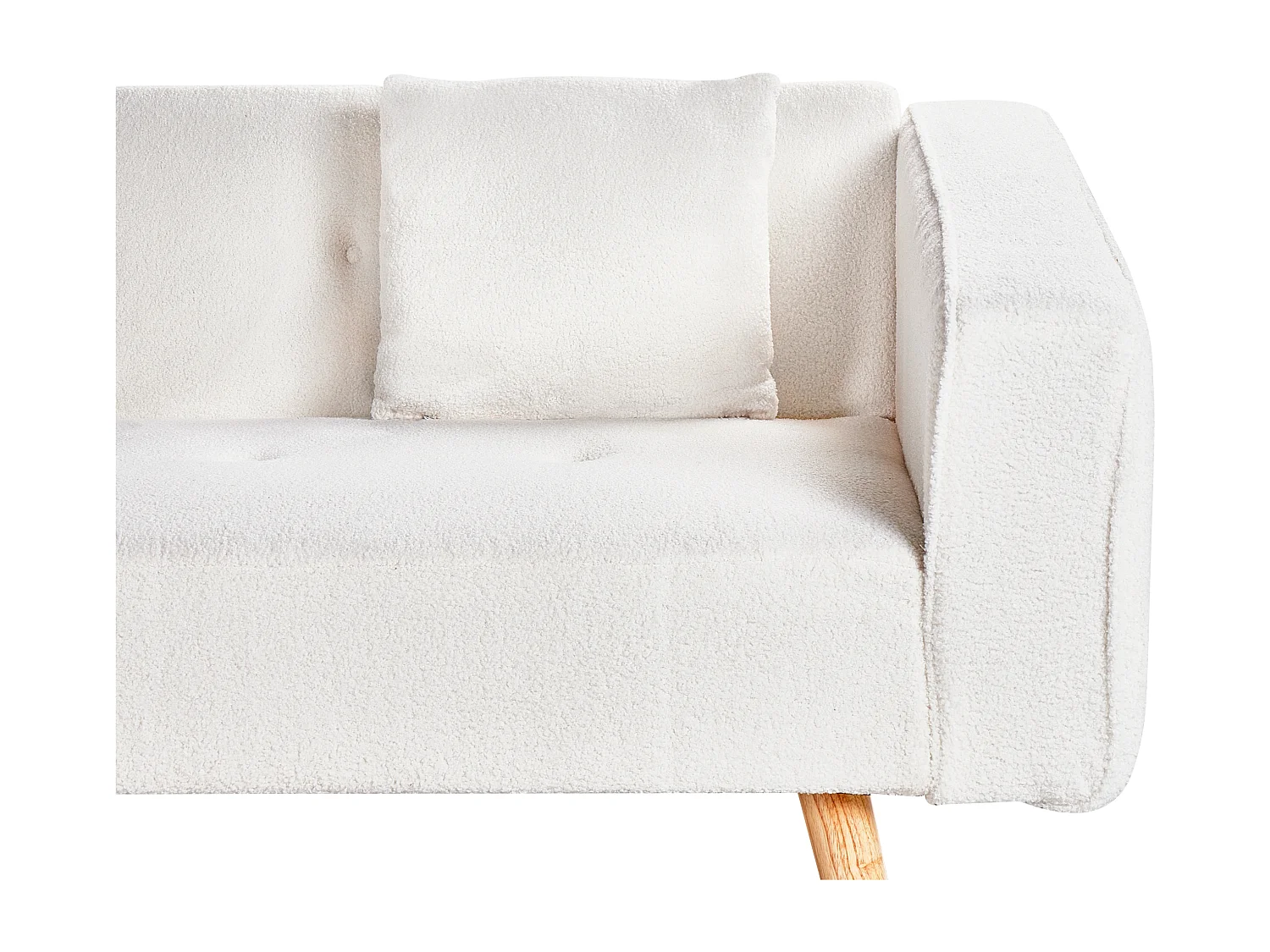 Canapé-lit d'Angle à gauche en Bouclé Capitonné Blanc Cassé Vadso