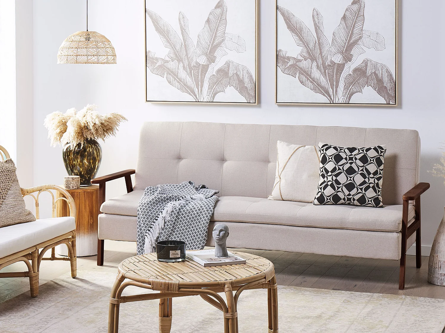 Schlafsofa TJORN Stoff Beige 3-Sitzer