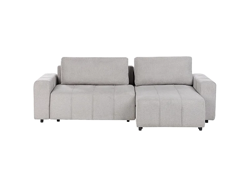 Ecksofa linksseitig Stoff hell grau 3-Sitzer mit Schlaffunktion Stauraum Innvik