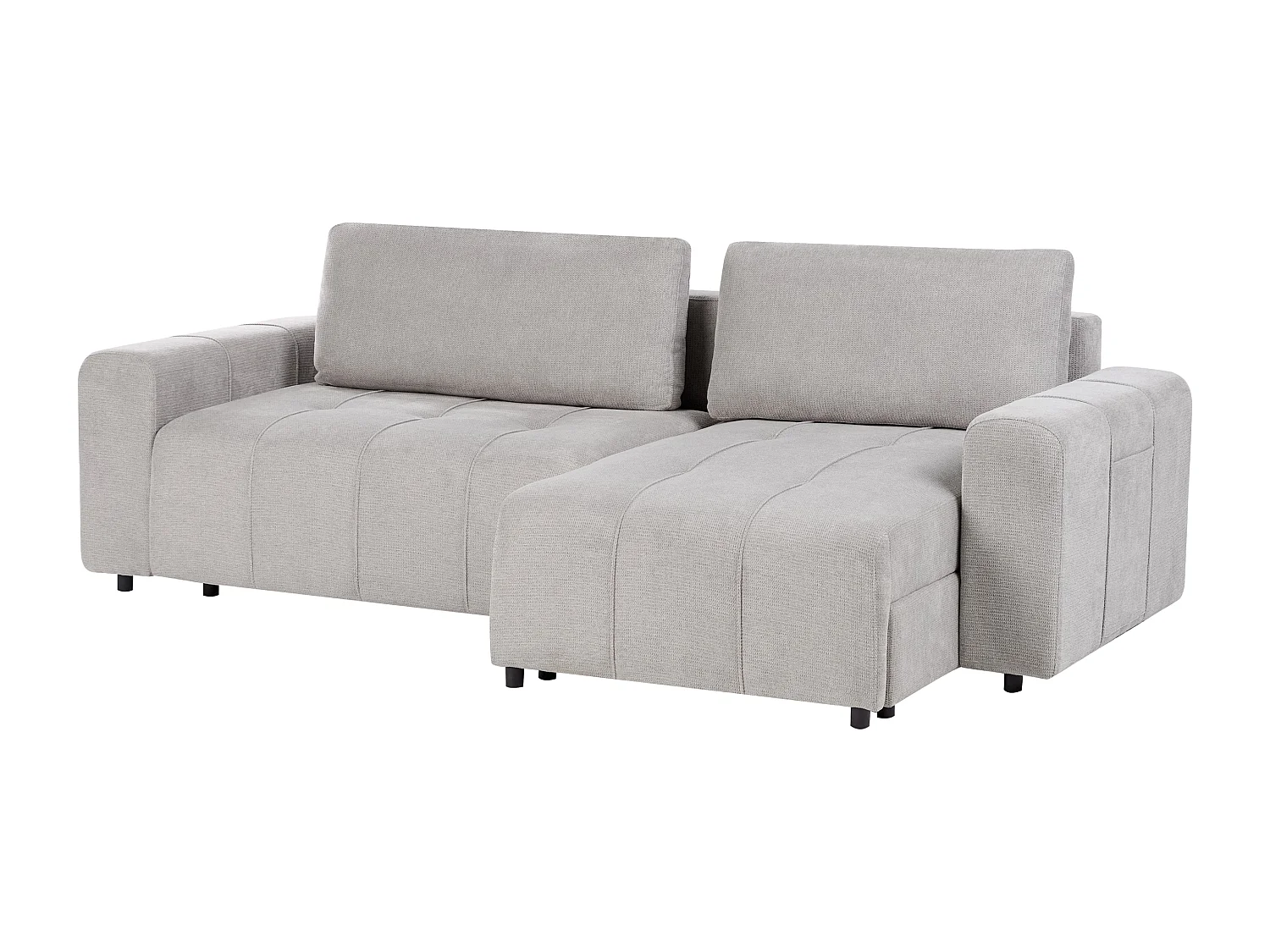 Canapé-lit d'angle 3 places INNVIK Tissu Gris clair avec rangement Côté droite