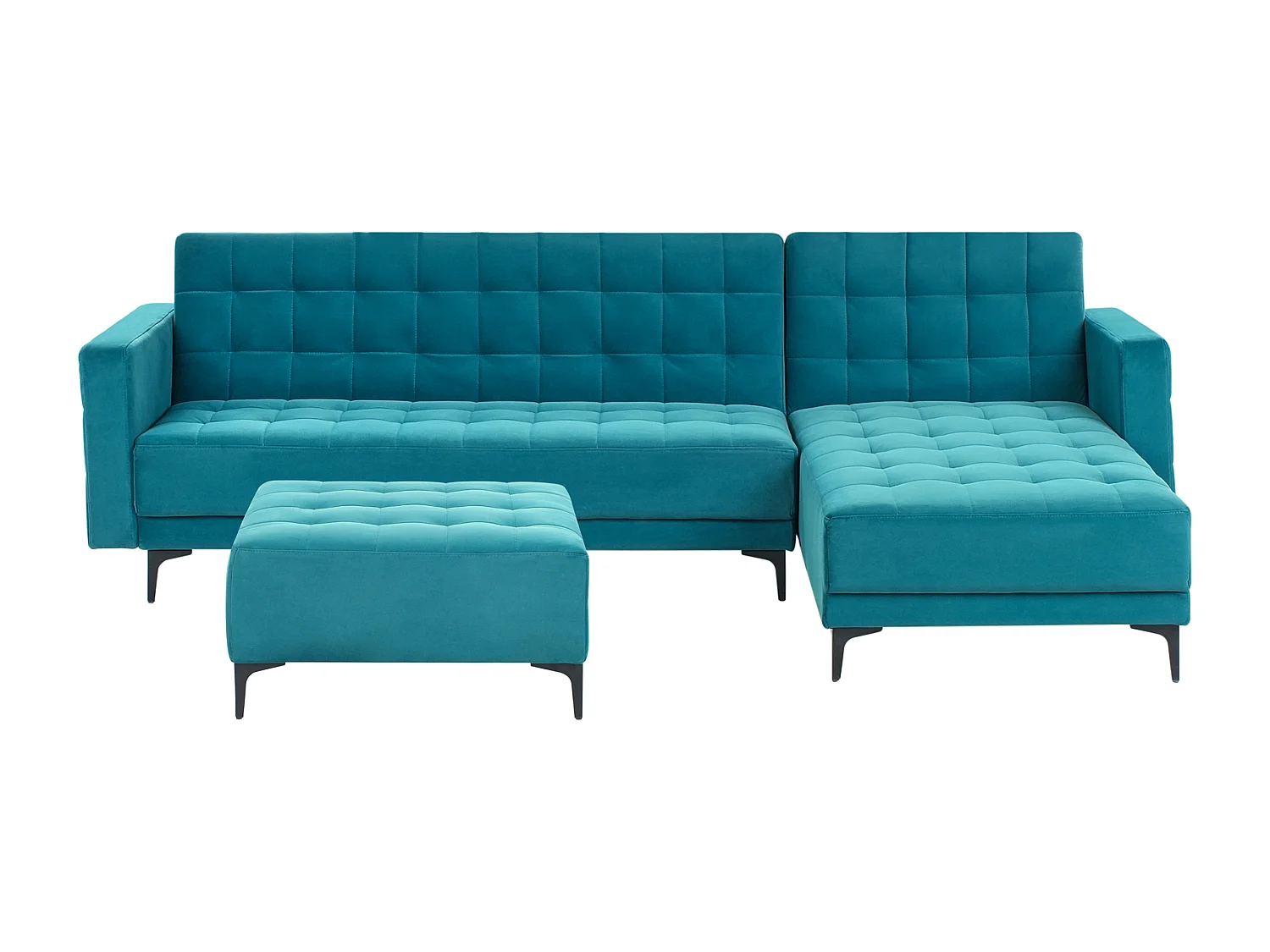 Sofá-cama de canto modular ABERDEEN Veludo Azul turquesa 4 lugares à esquerda
