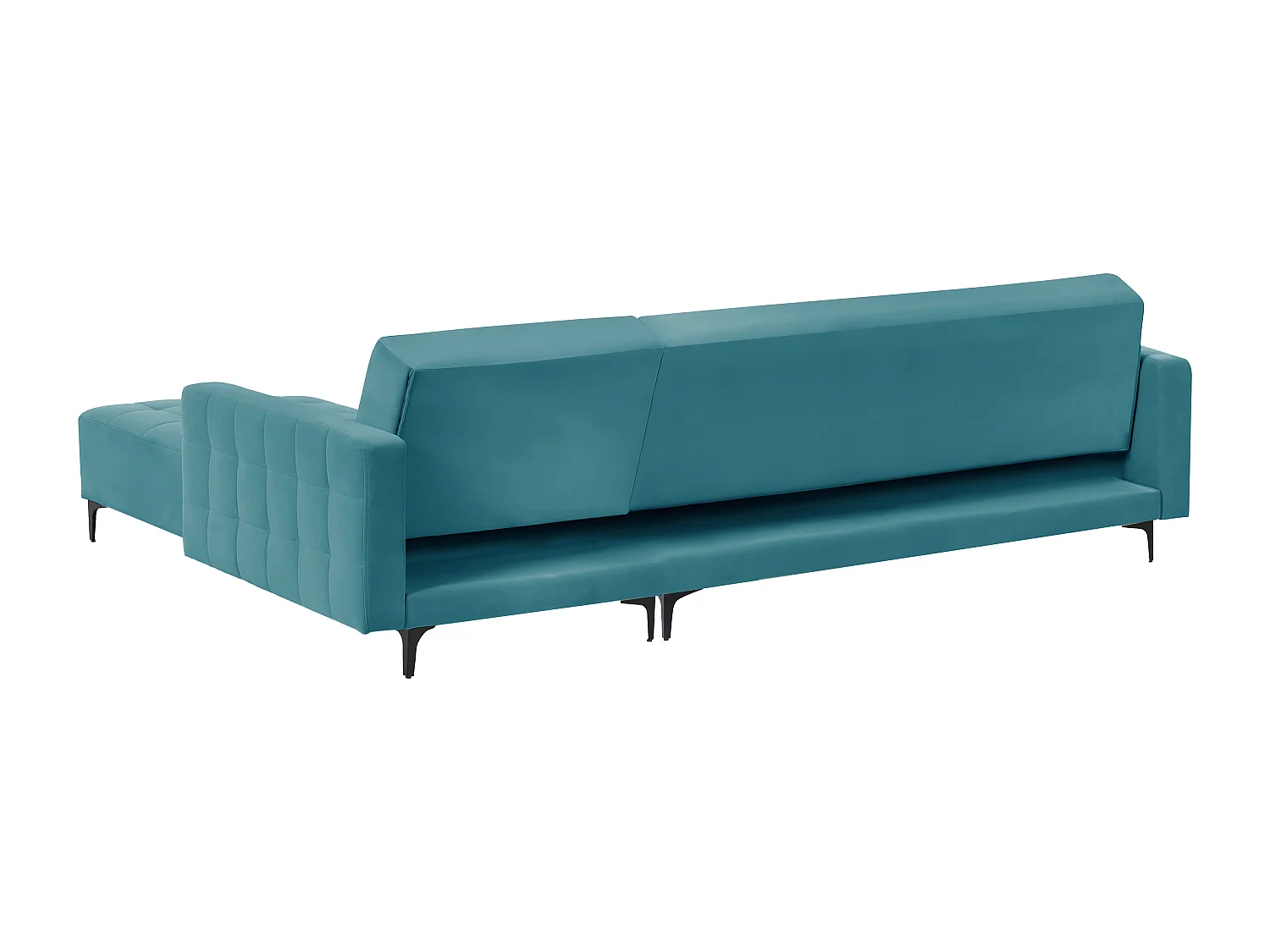 Sofá-cama de canto modular ABERDEEN Veludo Azul turquesa 4 lugares à esquerda