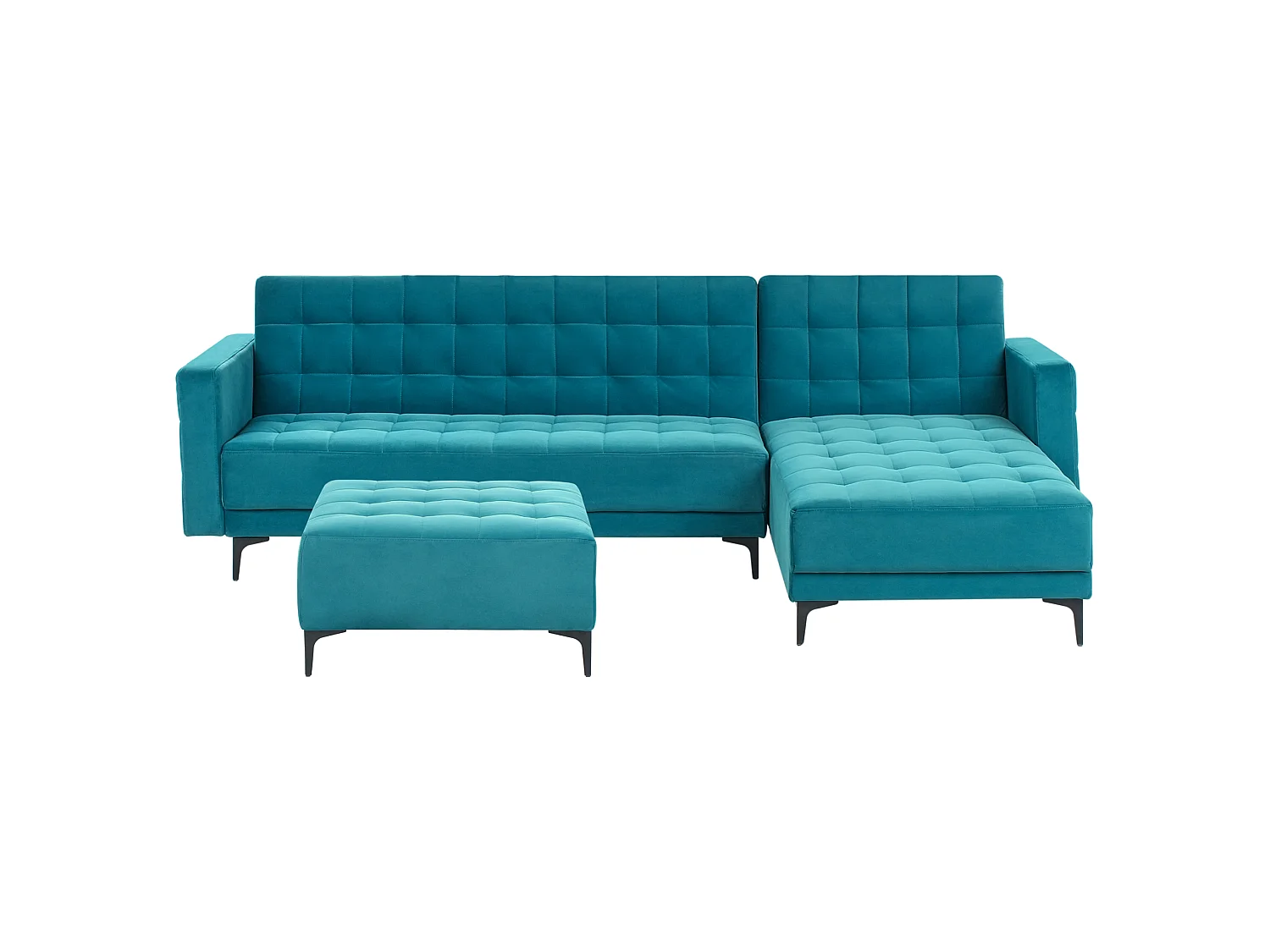 Modul Eckschlafsofa ABERDEEN Samtstoff Seeblau 4-Sitzer linksseitig