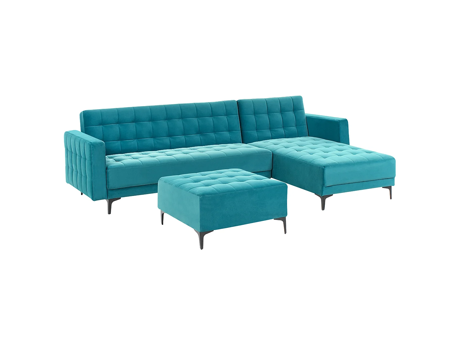 Modul Eckschlafsofa ABERDEEN Samtstoff Seeblau 4-Sitzer linksseitig