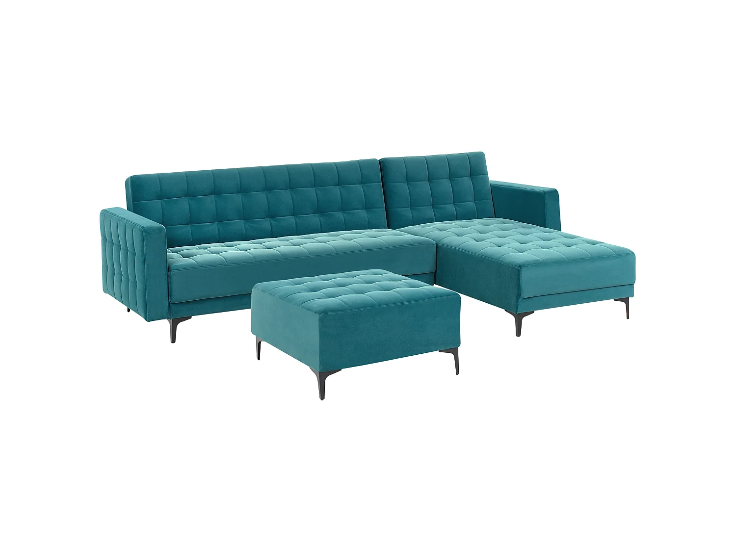 Modul Eckschlafsofa ABERDEEN Samtstoff Seeblau 4-Sitzer linksseitig