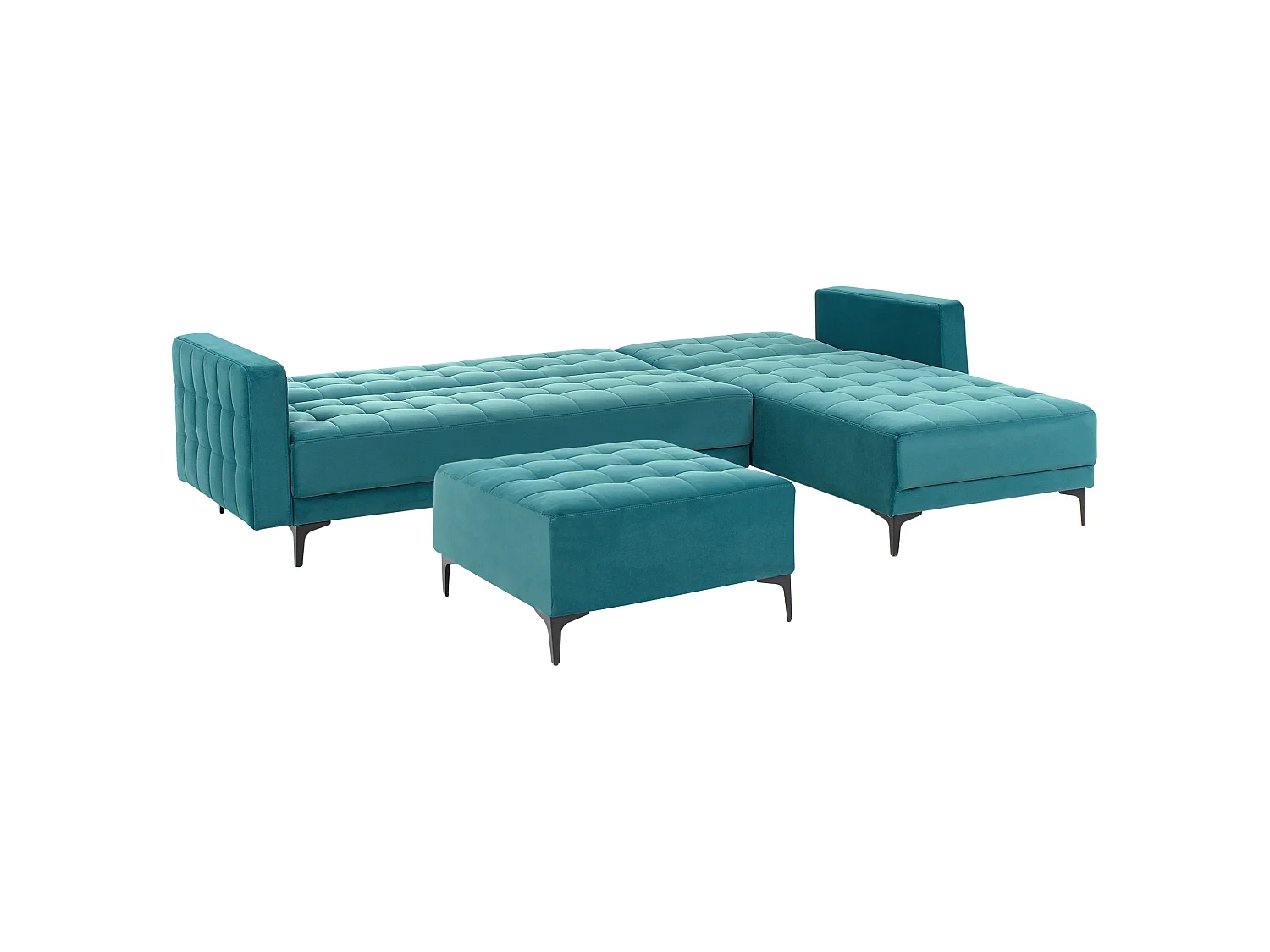 Modul Eckschlafsofa ABERDEEN Samtstoff Seeblau 4-Sitzer linksseitig