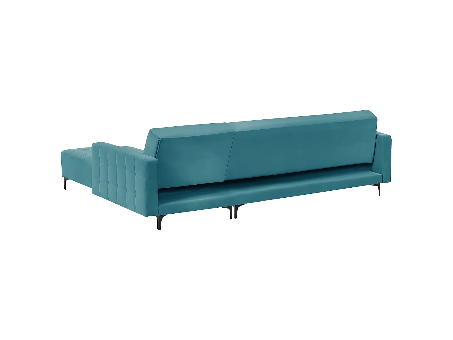 Modul Eckschlafsofa ABERDEEN Samtstoff Seeblau 4-Sitzer linksseitig