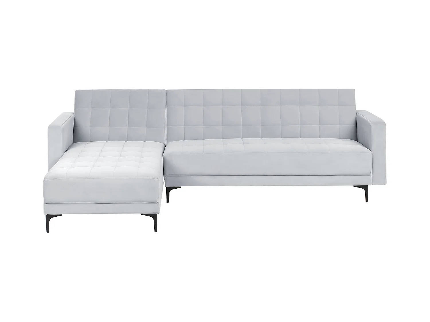 Canapé-lit d'angle modulable 4 places ABERDEEN Velours Gris clair Côté droit