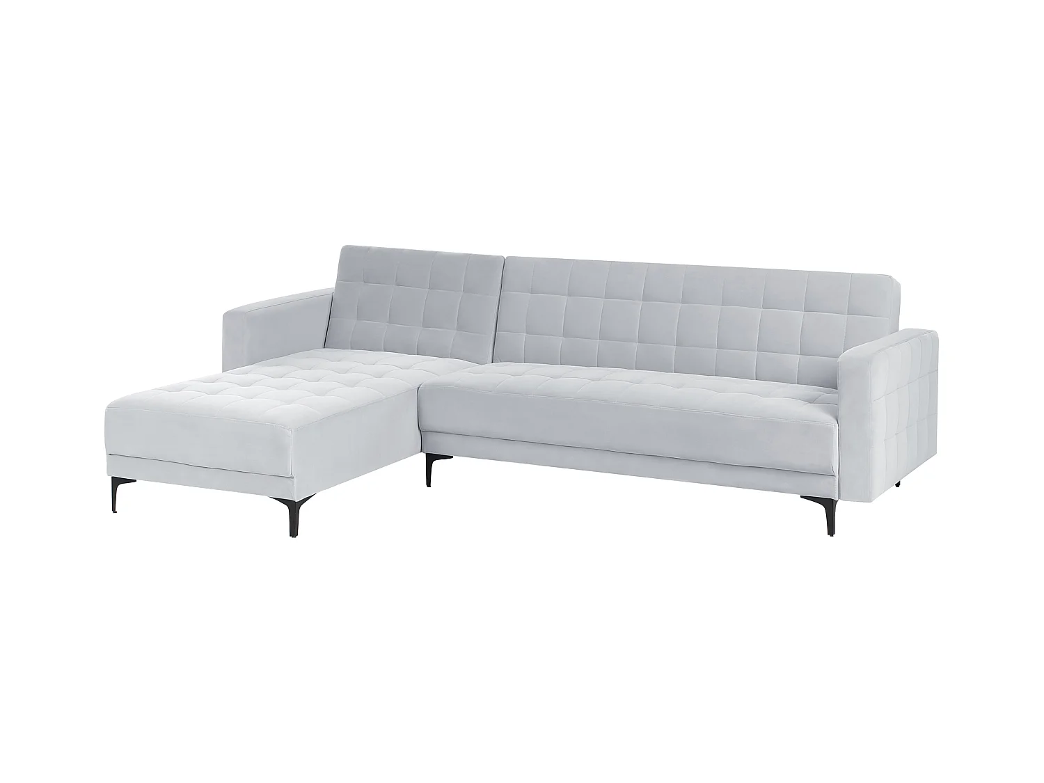 4-Sitzer Eckschlafsofa L-förmig rechts Samt hell grau gesteppt Aberdeen