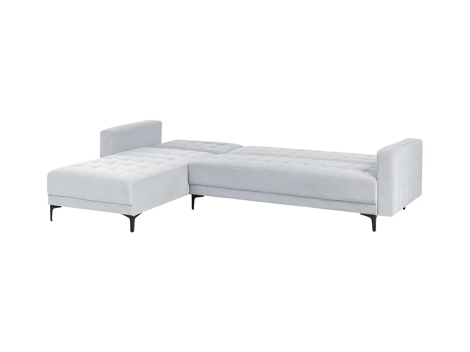 4-Sitzer Eckschlafsofa L-förmig rechts Samt hell grau gesteppt Aberdeen