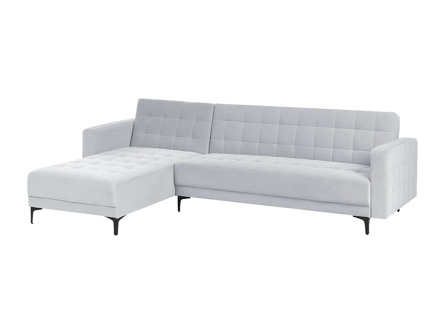 Canapé-lit d'angle modulable 4 places ABERDEEN Velours Gris clair Côté droit