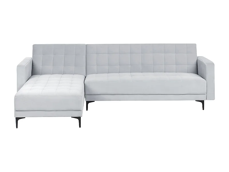 Sofá cama esquinero modular ABERDEEN Terciopelo Gris claro 4 plazas Derecha