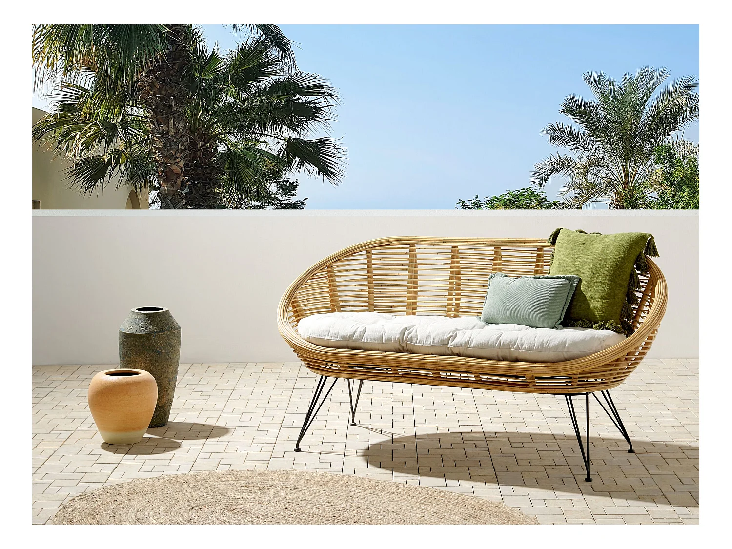 Sofa ogrodowa dla 2 osób MARATEA Rattan Naturalny