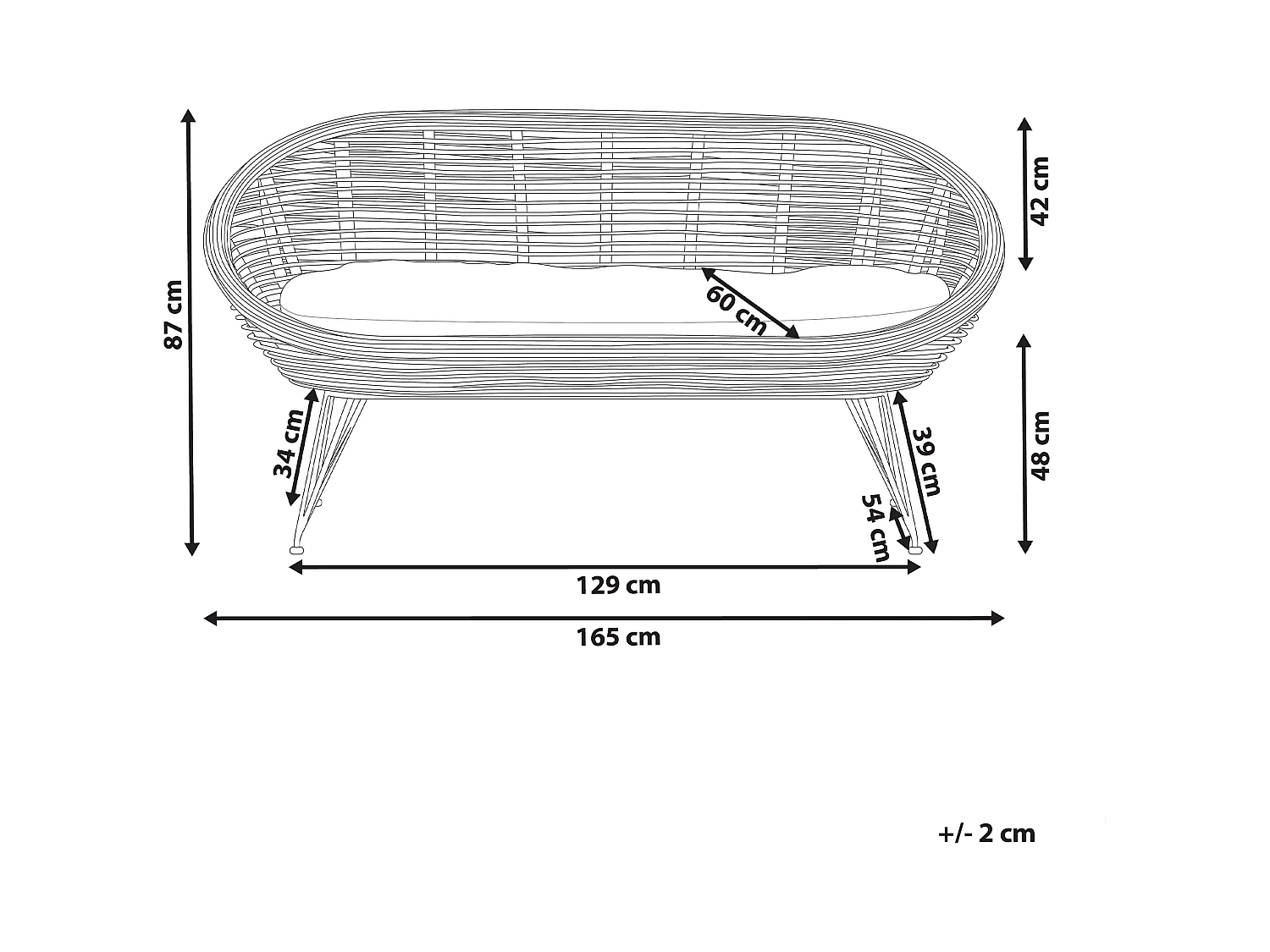 Sofa ogrodowa dla 2 osób MARATEA Rattan Naturalny
