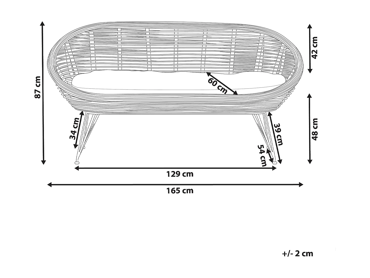 Canapé de jardin 2 places MARATEA Rotin Naturel