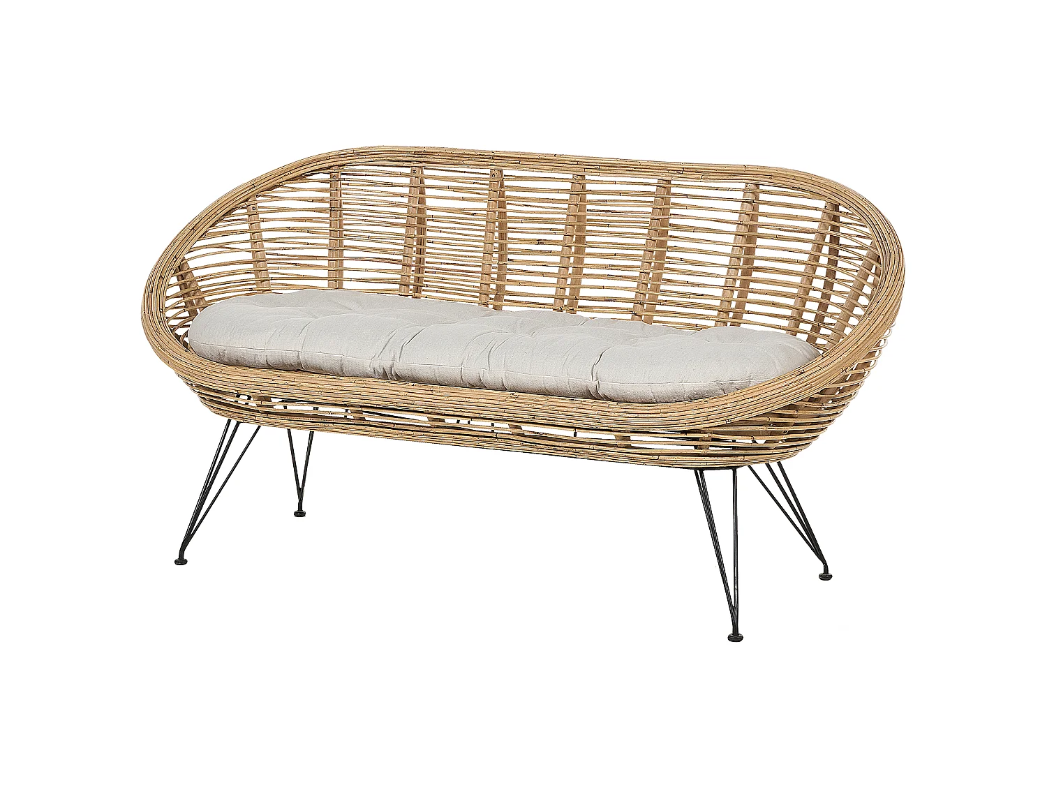 Tuin loungebank 2-zitter MARATEA Rotan Natuurlijk