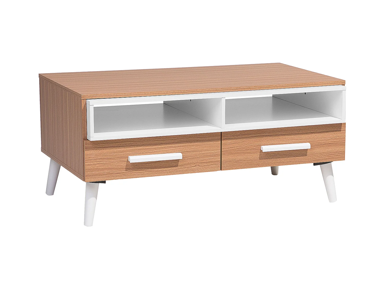 Table basse ALLOA Marron clair/blanc avec rangement