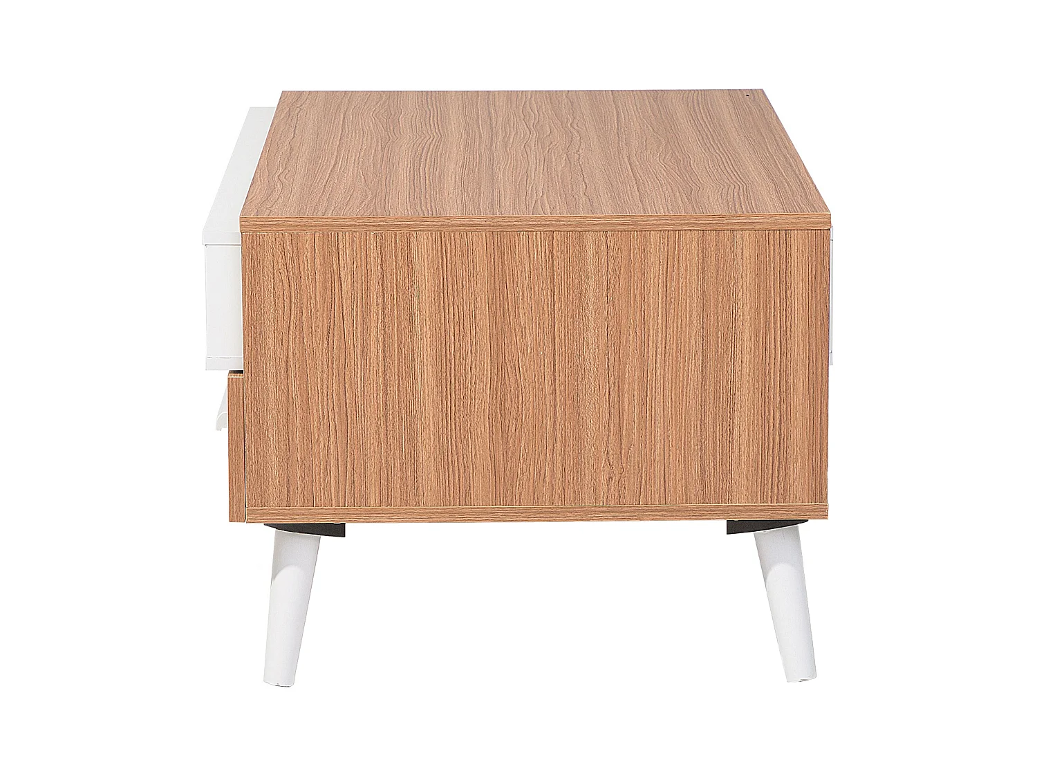Table basse ALLOA Marron clair/blanc avec rangement