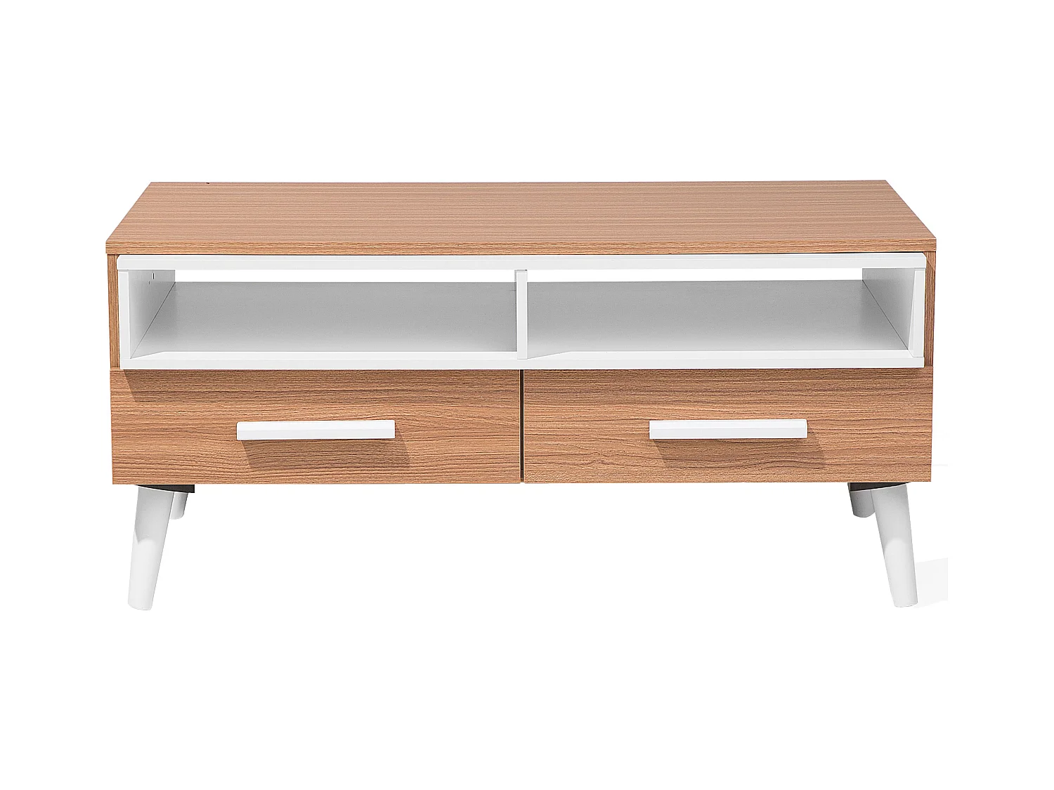 Table basse ALLOA Marron clair/blanc avec rangement