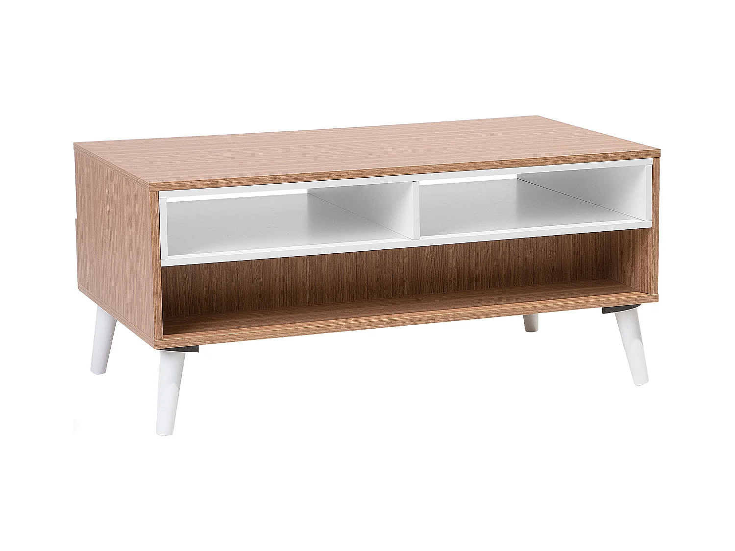 Table basse ALLOA Marron clair/blanc avec rangement