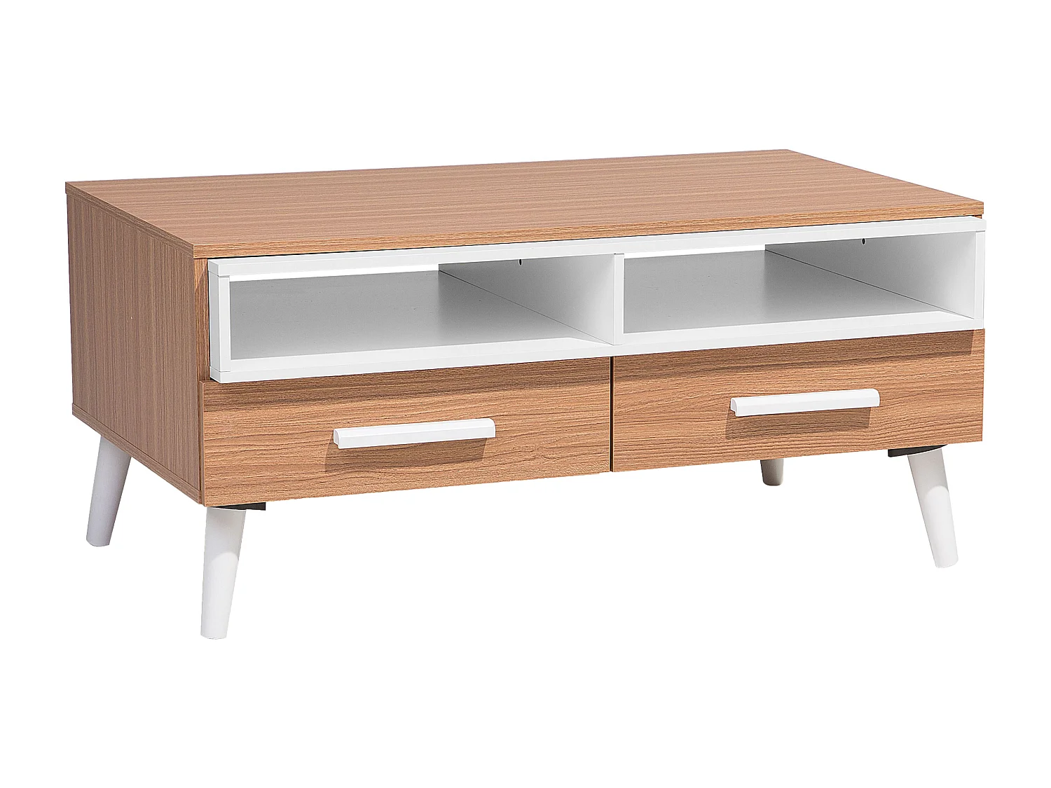 Table basse ALLOA Marron clair/blanc avec rangement