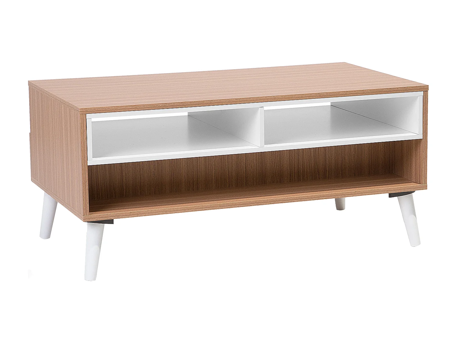 Table basse ALLOA Marron clair/blanc avec rangement