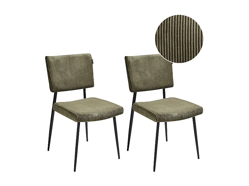Lot de 2 chaises de salle à manger STURGIS Velours côtelé Vert olive
