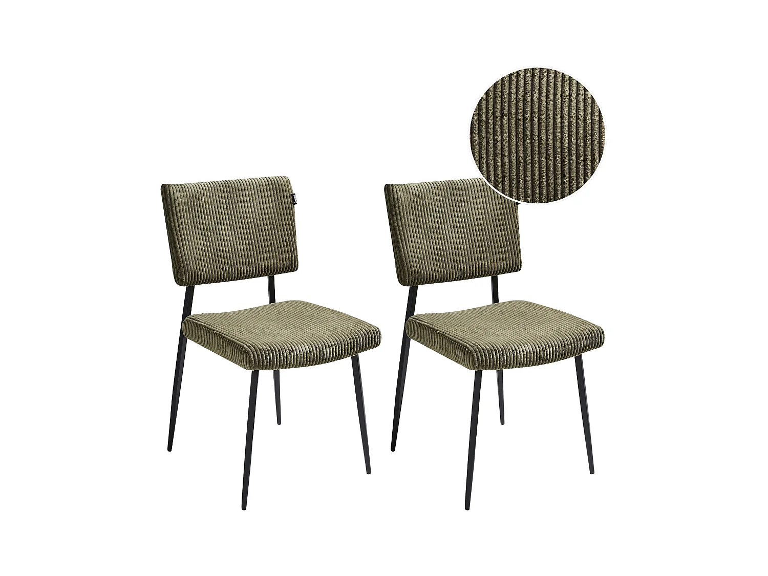 Lot de 2 chaises de salle à manger STURGIS Velours côtelé Vert olive