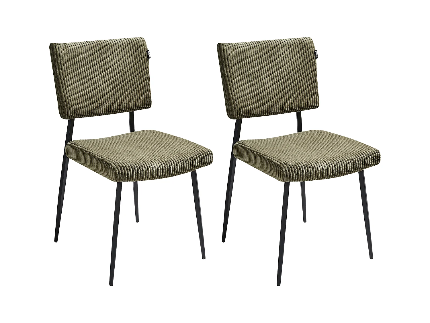 Lot de 2 chaises de salle à manger STURGIS Velours côtelé Vert olive