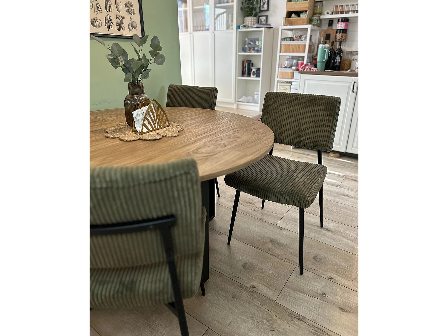 Set of 2 Dining Chairs STURGIS Corduroy Olive Green