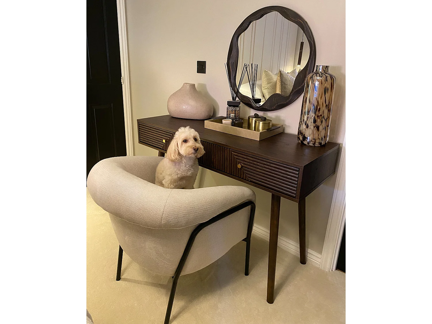 Armchair KROSSEN Fabric Light Beige