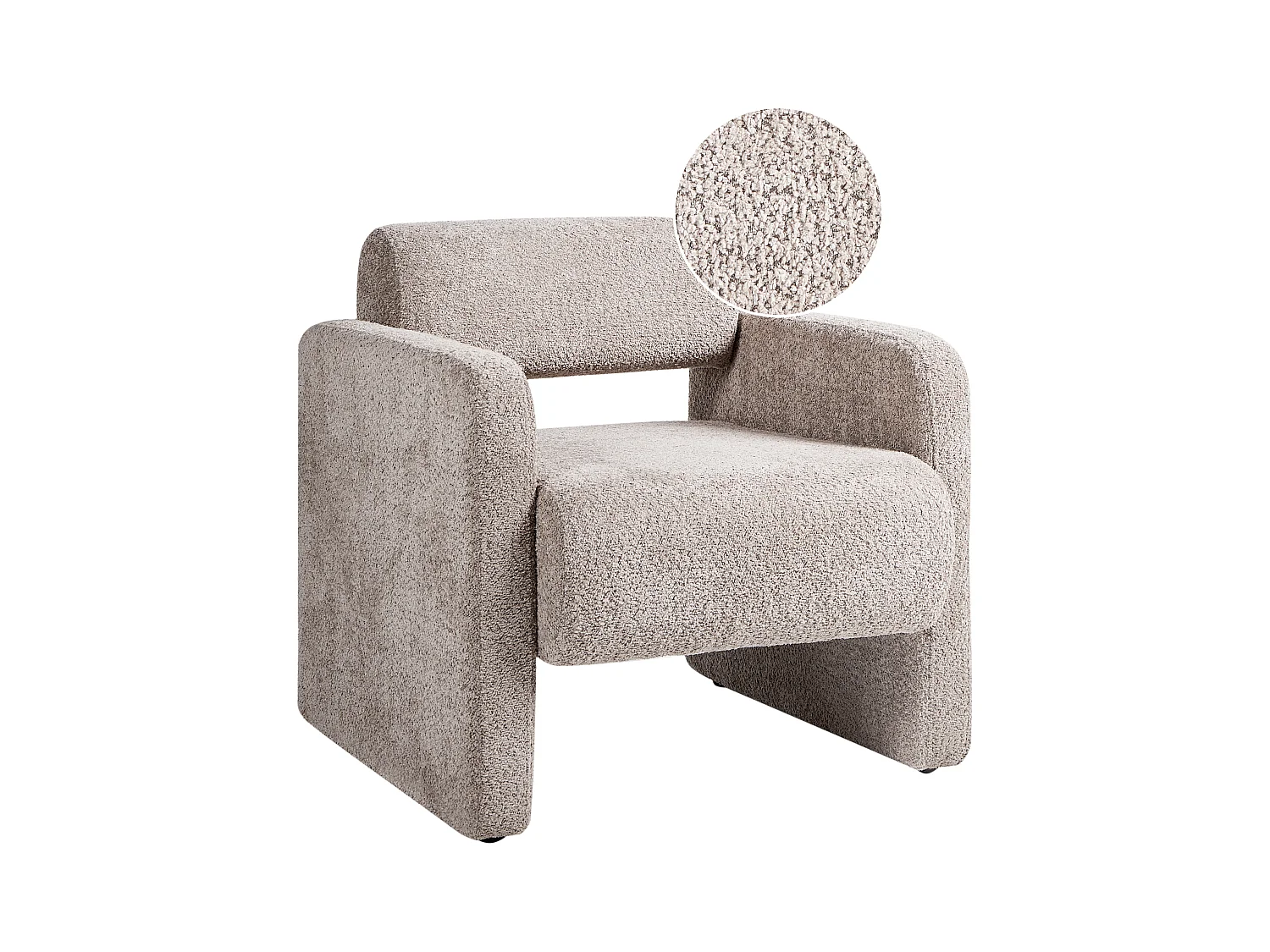 Bouclé Sessel im Retro-Stil Wohnzimmer Akzentstuhl Beige Taupe Hallsberg