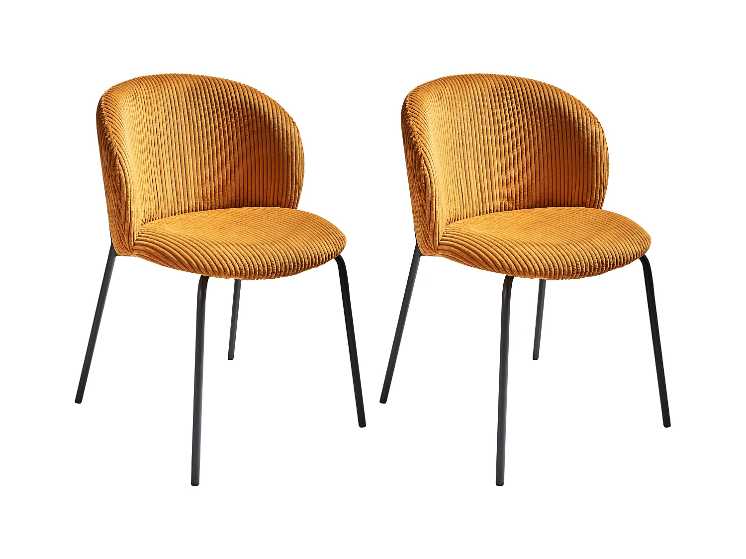 Lot de 2 chaises de salle à manger MILES Velours côtelé Orange