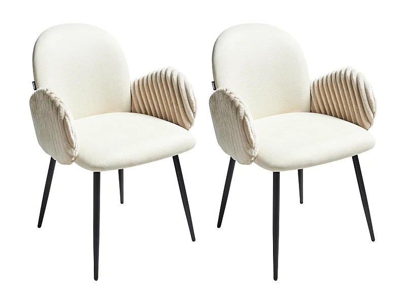 Lot de 2 chaises de salle à manger AMITY Tissu Beige clair