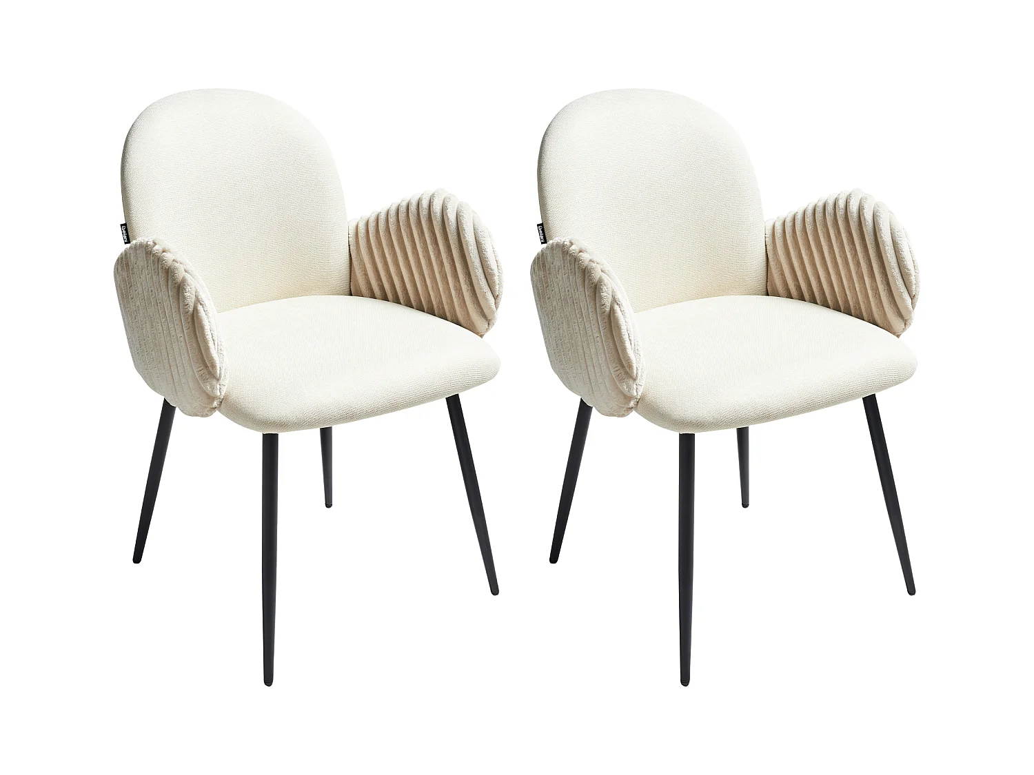 Lot de 2 chaises de salle à manger AMITY Tissu Beige clair