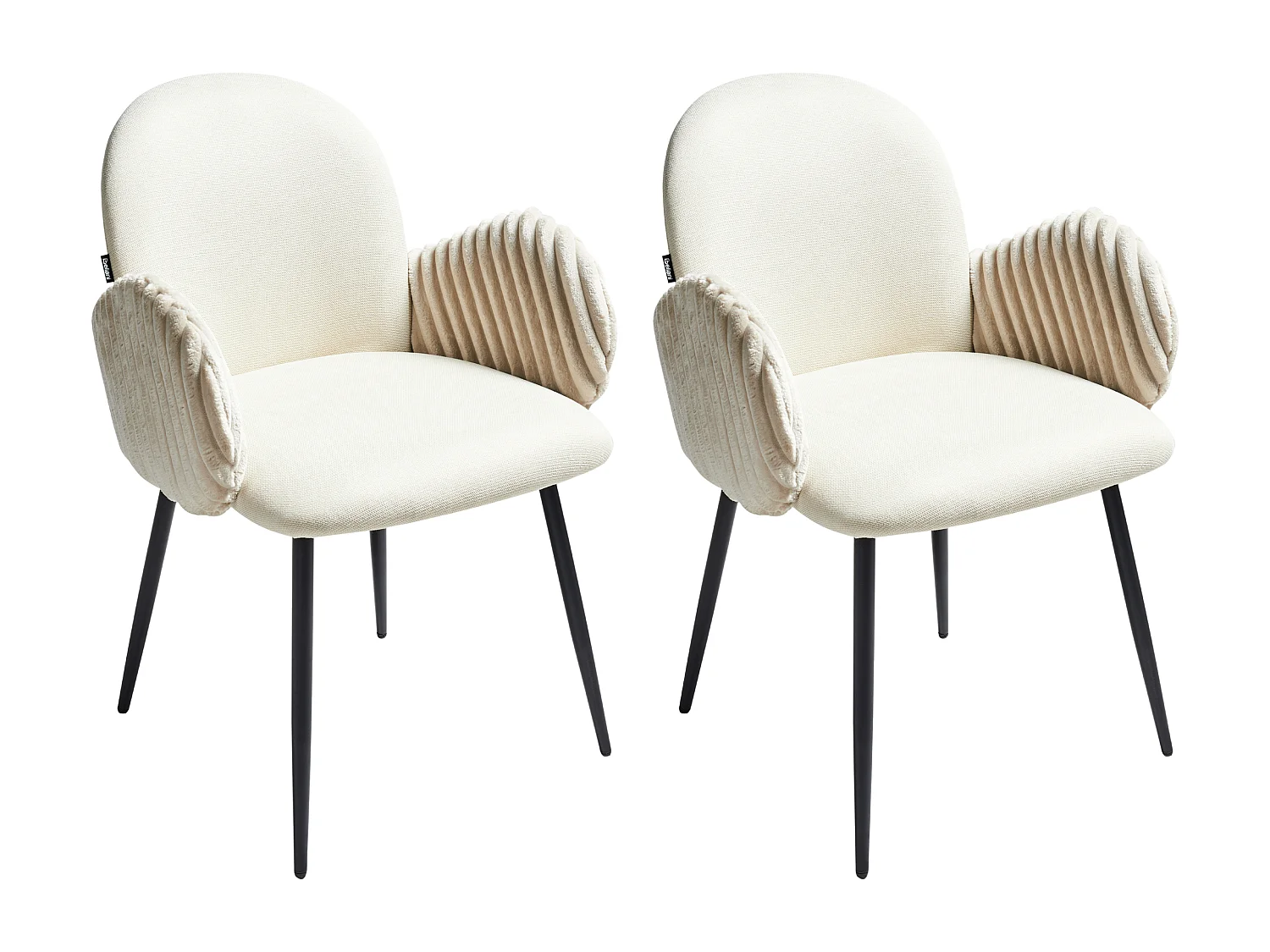 Lot de 2 chaises de salle à manger AMITY Tissu Beige clair