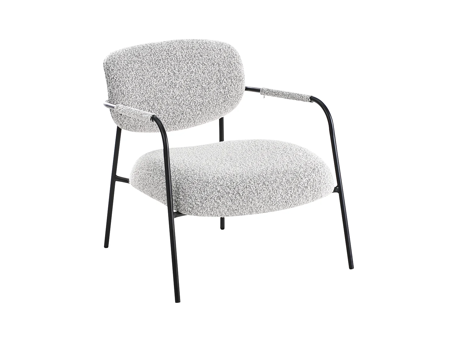 Sessel Stoff schwarz weiß mit Metallgestell Loungesessel modernes Design Ausvika