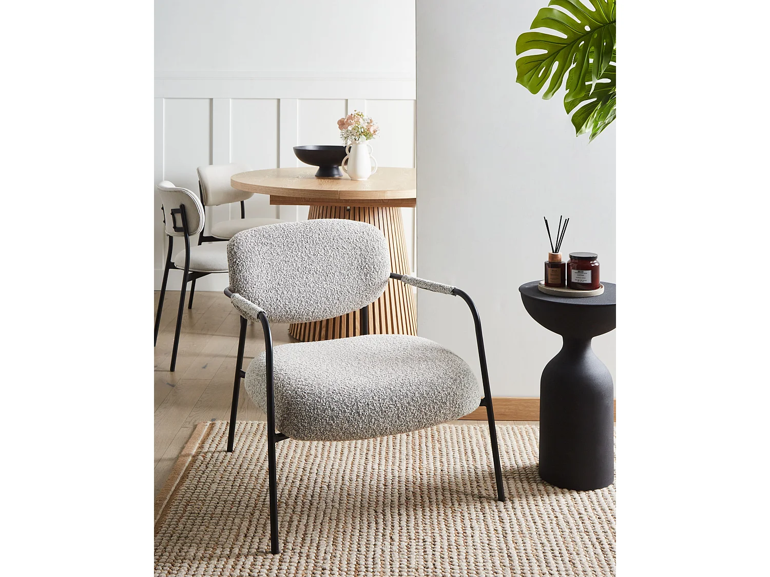 Fauteuil AUSVIKA Tissu Noir/blanc