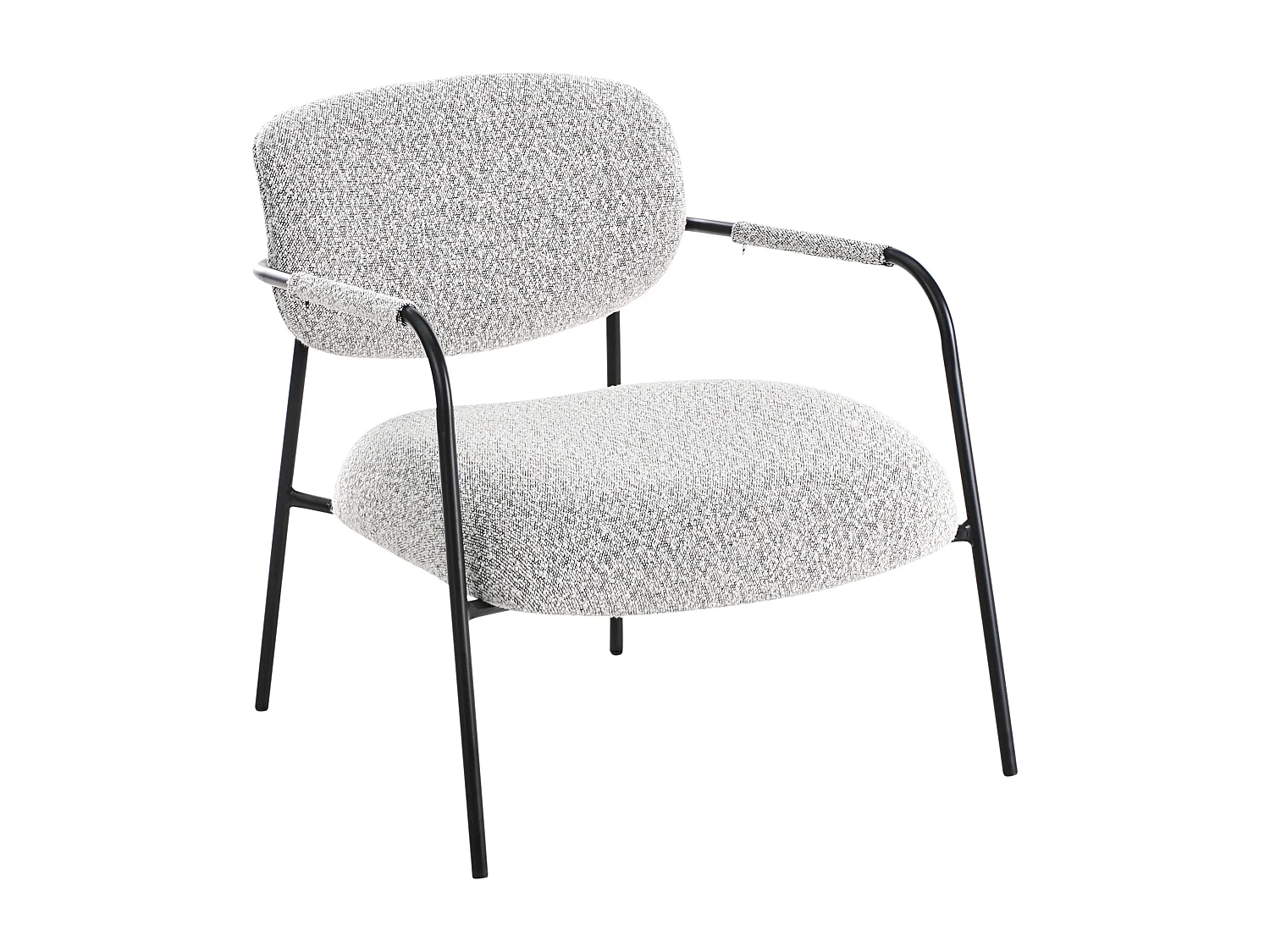 Sessel Stoff schwarz weiß mit Metallgestell Loungesessel modernes Design Ausvika