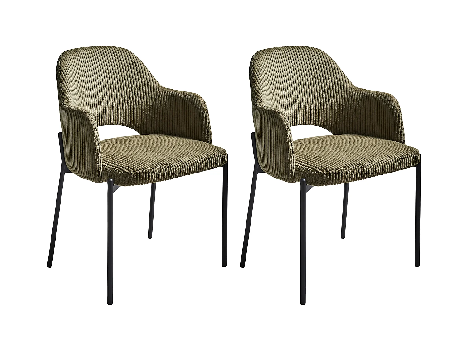 Esszimmerstuhl 2er Set RATON Cord Olivgrün
