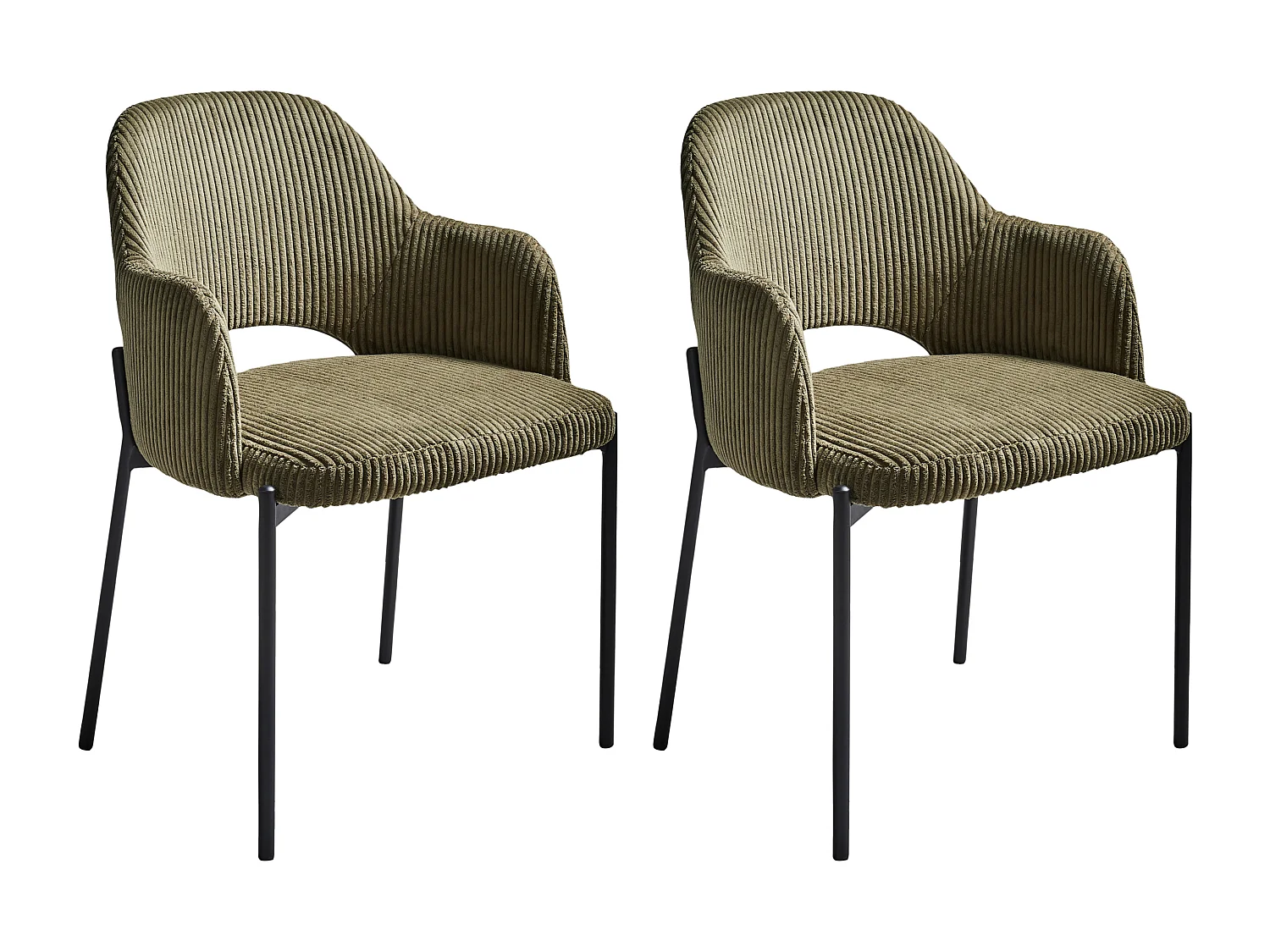 Esszimmerstuhl 2er Set RATON Cord Olivgrün