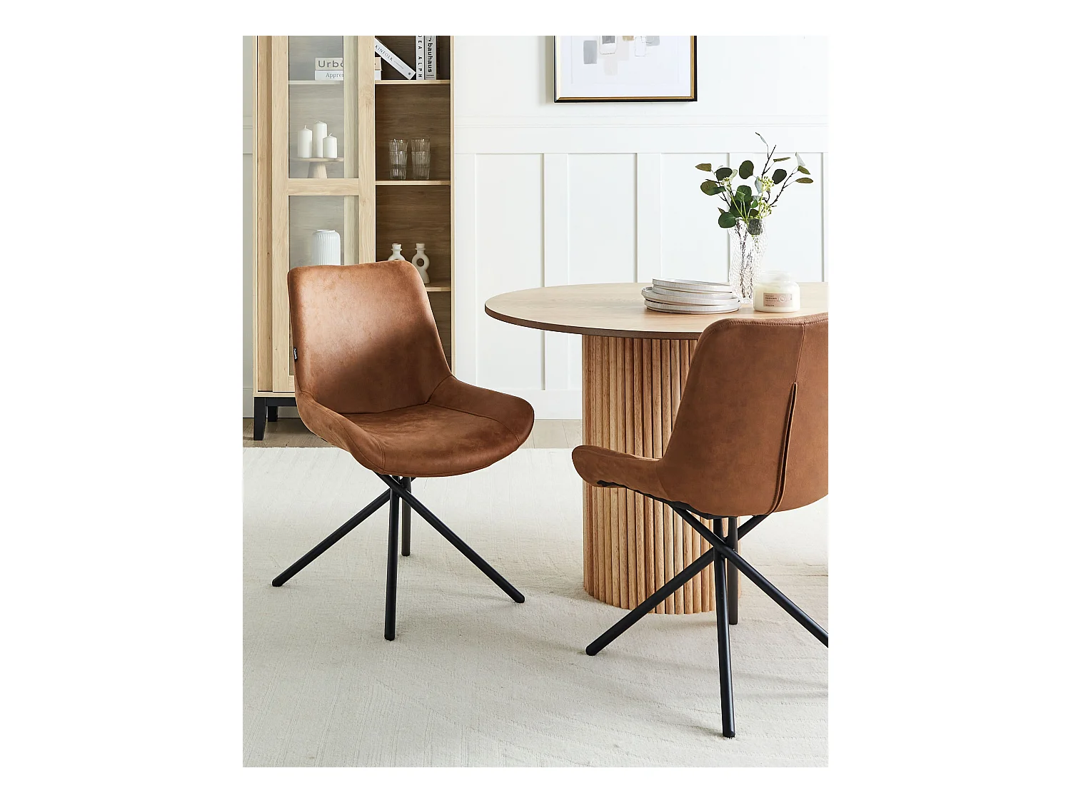 Zestaw 2 krzeseł do jadalni HAILEY Zamsz ekologiczny Złoty brąz