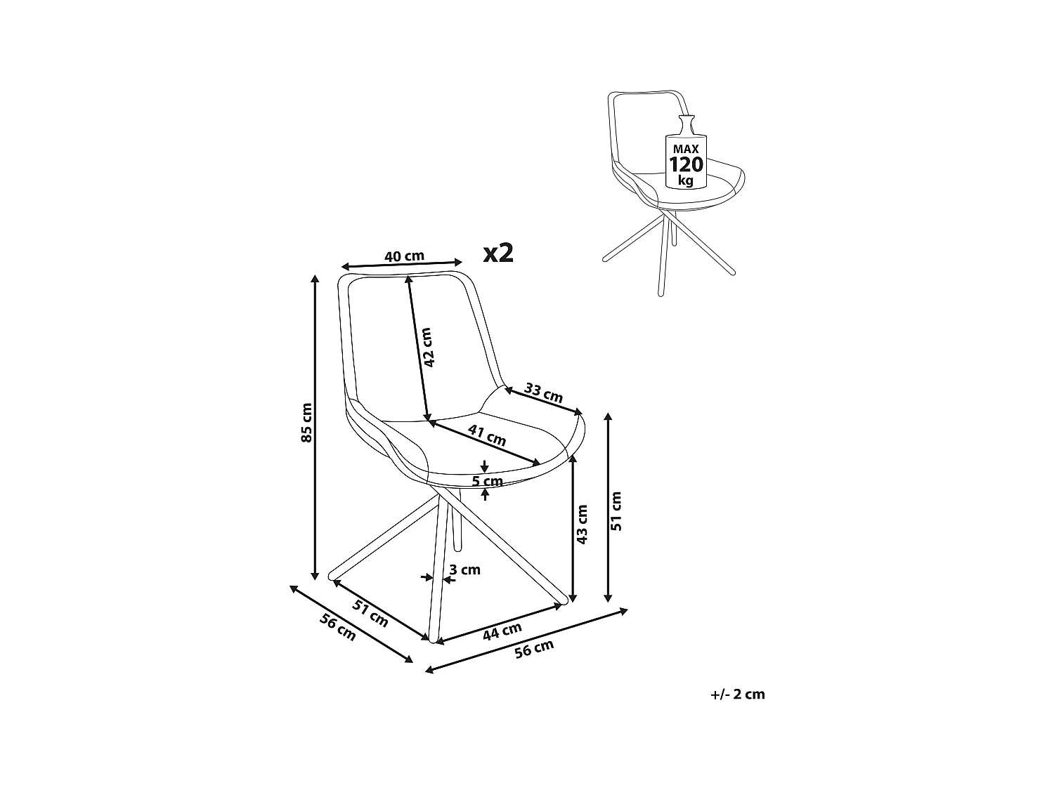 Zestaw 2 krzeseł do jadalni HAILEY Zamsz ekologiczny Złoty brąz