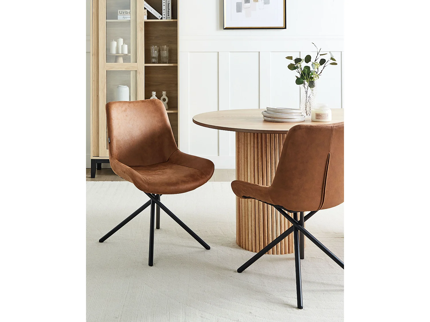 Lot de 2 chaises de salle à manger HAILEY Daim synthétique Marron doré